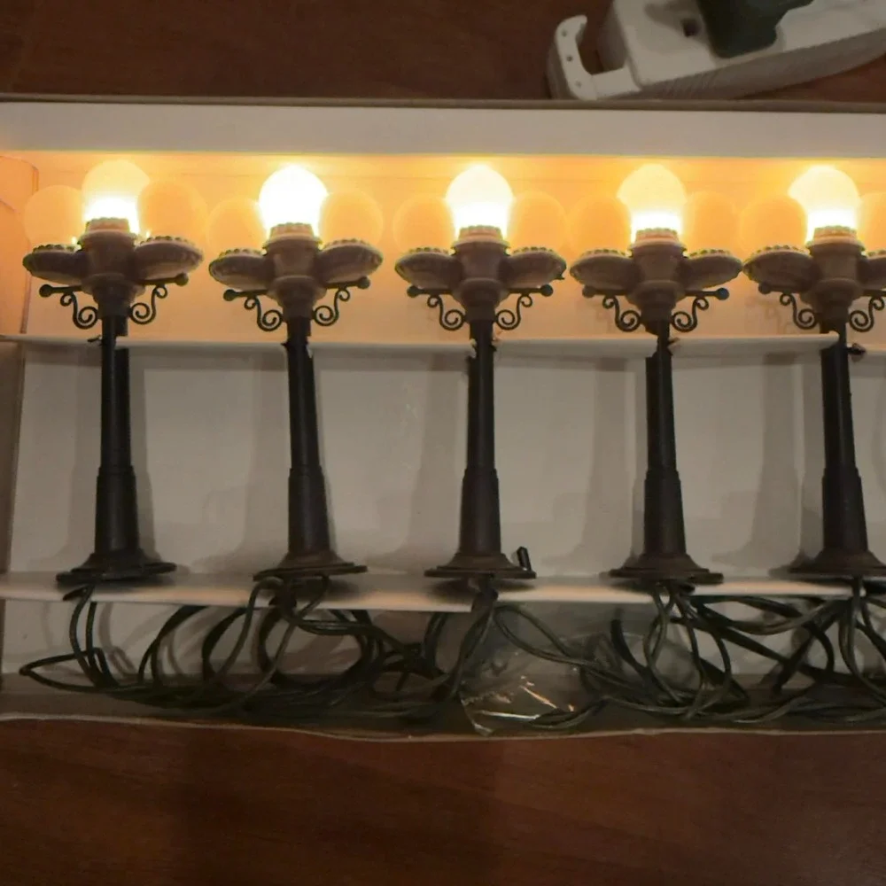 Vtg 90s Kurt Adler 10 Victorian‎ Street Lights Lamp Post Christmas Village